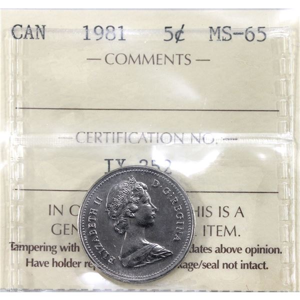 5-cent 1981 ICCS MS65