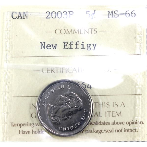 5-cent 2003P New Effigy ICCS MS66