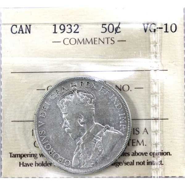 50-cent 1932 ICCS VG10 *Key Date*