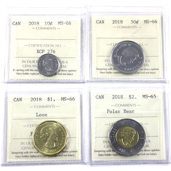 2018 Mixed Denomination ICCS MS65 to MS66. 4pcs.