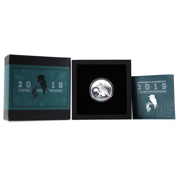 Australia 2019 $1 Kookaburra Fine Silver, High Relief Proof. Mintage of 5000! (Tax Exempt)