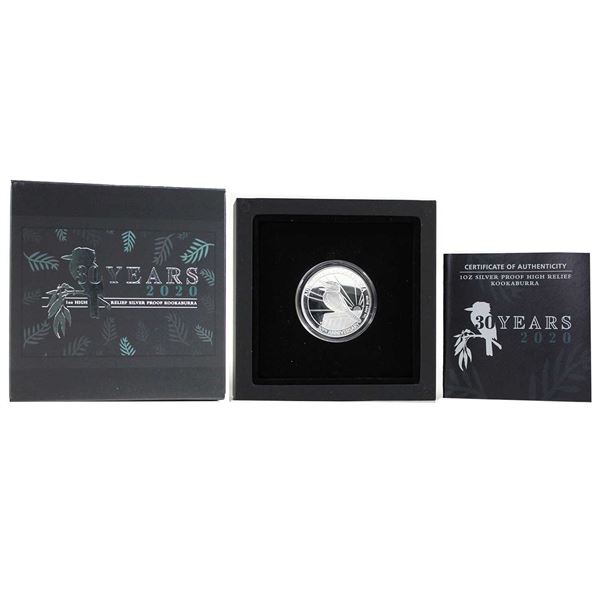Australia 2020 $1 Kookaburra-30th Anniversary Fine Silver, High Relief Proof. Mintage of 5000! (Tax 