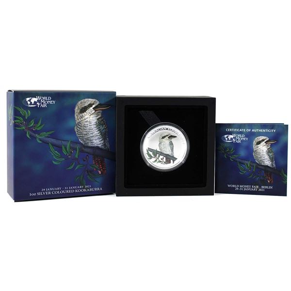 Australia 2021 $1 WMF Berlin-Kookaburra Fine Silver w/ Selective Colour. Mintage of 1500! (Tax Exemp