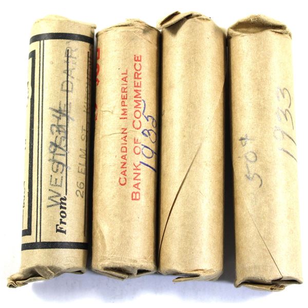 *Canada 1933-1936 George V 1-cent Rolls of 50pcs. Sold As-Is. 4 Rolls.