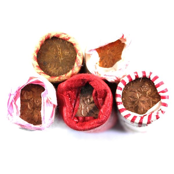 *Canada 1970-1982 1-cent Rolls of 50pcs. Sold As-Is. INCLUDES: 1970, 1979, 1980, 1981, & 1982. 5 Rol