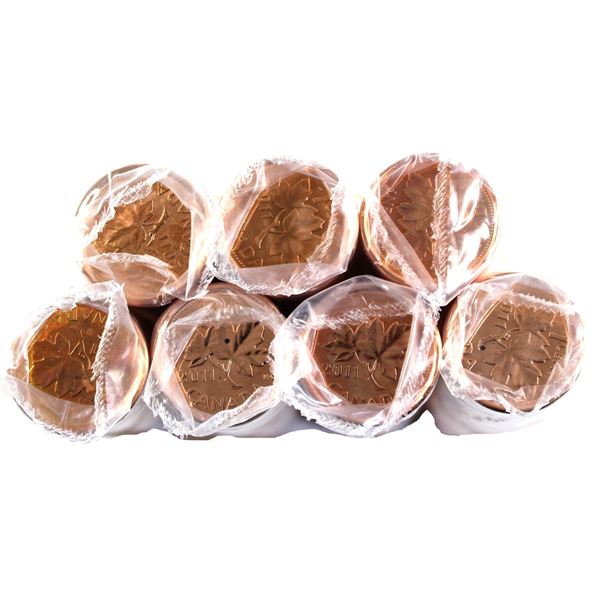 *Canada 2011 Magnetic 1-cent Rolls of 50pcs. Sold As-Is. 7 Rolls.