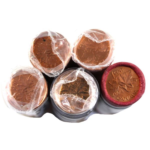 *Canada 1992-2012 1-cent Rolls of 50pcs. Sold As-Is. 5 Rolls.