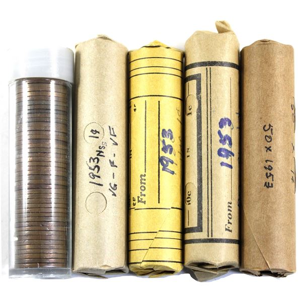 *Canada 1953 1-cent Rolls of 50pcs. Sold As-Is. 6 Rolls.
