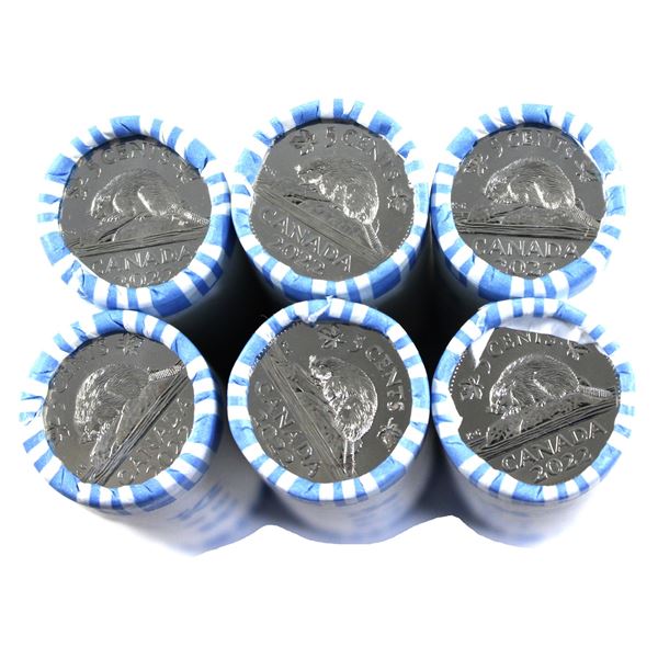*Canada 2022 5-cent Rolls of 40pcs. Sold As-Is. 6 Rolls.