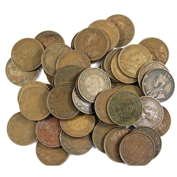 Canada 1916 Bulk Lot of Large Cent Coins. As-Is. 50pcs.