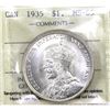 Image 1 : Silver $1 1935 ICCS MS65. Beautiful Clean Fields with Full Original Lustre