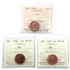 Image 1 : 1-cent 1968 MS66, 1986 MS65, & 2000 MS66 ICCS Red. 3pcs.
