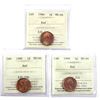 Image 1 : 1-cent 1984, 1988, & 1999 ICCS MS66 Red. 3pcs.