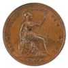 Image 1 : Great Britain 1854 Victoria, Young Head, Ornamental Trident Penny UNC. Chocolate-Brown Surface with 