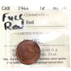 Image 1 : 1-cent 1944 ICCS MS64 Red. Eye-Catching Piece with Full Lustre & Vivid Carmine-Red Hues Throughout