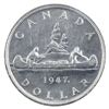 Image 2 : Silver $1 1947 Maple Leaf 2xHP ICCS MS63. Nice Full White Key Variety Coin.