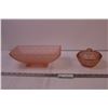 Image 1 : Pink Glass Candy Dish w/ Lid + Frosted Pink Glass Centrepiece Bowl