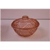 Image 2 : Pink Glass Candy Dish w/ Lid + Frosted Pink Glass Centrepiece Bowl