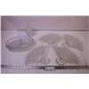 (4) Glass Fan Shaped Plates + Divided Dish and Candy Dish w/ Lid
