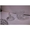 Image 6 : (4) Glass Fan Shaped Plates + Divided Dish and Candy Dish w/ Lid