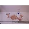 Image 1 : (4) Pink Glass Pieces + Vase