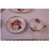 Image 3 : Queen Anne “Lady Sylvia” 3-Cups w/ Saucers, Salt & Pepper Shakers, Cream Sugar, 2-Serving Plates and