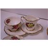 Image 6 : Queen Anne “Lady Sylvia” 3-Cups w/ Saucers, Salt & Pepper Shakers, Cream Sugar, 2-Serving Plates and