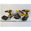 Image 1 : Dewalt 18v Cordless Saw - (2) Drills - Batteries w/Charger (untested)
