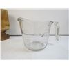 Image 4 : Fire King Measuring Cup - To Stoneware Pitchers (one is Medalta) - Glass Pitcher - Wooden Mortar & P