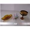 Saw tooth dish, misc glassware