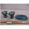 (3) Blue glass items
