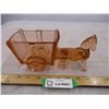 Horse + cart pink depression 9" long