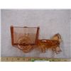 Image 3 : Horse + cart pink depression 9" long