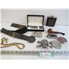 Pen Set - Eagle Flask - Pipe - Belt - Buckles - Rosary