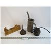 Vintage Wooden Plane - (3) Oiler Cans