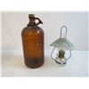 Image 3 : (3) Oven Ware Bowls (biggest bowl is broken) - Vintage Brown Bottle - Miniature Oil Lamp