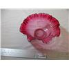 Image 1 : Fenton cranberry glass bowl - ruffled edge - 10" edge