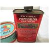 Image 4 : (3) Tins - carnauba car wash, Trewax boat wax, Rubbing compound