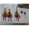 Image 2 : Lead fishing hooks with vintage fishing floats