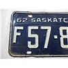 Image 2 : 1962 Saskatchewan license plate (F)