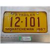 Image 1 : 1967 Saskatchewan license plate (trailer)