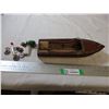 Image 1 : Wooden toy boat with accessories - 12" long