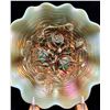Image 2 : Northwood RARE Aqua Opal Carnival Glass "Rose Show" 8 ruffled bowl Circa 1910