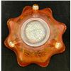 Image 4 : Fenton Marigold Carnival Glass "Two Flowers" Master Berry Ball Footed/Ruffled Bowl circa 1907
