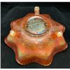 Image 5 : Fenton Marigold Carnival Glass "Two Flowers" Master Berry Ball Footed/Ruffled Bowl circa 1907