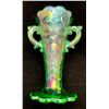 Image 4 : Dugan Ultra rare Ice Green Carnival Glass "Maryanne" 2-Handled Vase/Loving Cup Age Unknown