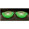 Image 2 : Uranium / Vaseline Depression Glass "Pillars" 2 x small fruit dishes / Nappies. RARE! Circa 1930's