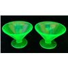 Image 1 : Uranium / Vaseline Depression Glass "Panels" 2 x Sherbets / Desserts. RARE! Circa 1930's