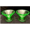 Image 2 : Uranium / Vaseline Depression Glass "Panels" 2 x Sherbets / Desserts. RARE! Circa 1930's