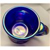 Image 5 : Imperial Glass Company Electric Blue RARE Carnival Glass "Nursery Rhymes" Mug with Elephant Head Han